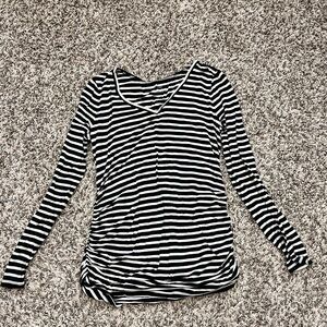 Black and White Striped Maternity Top
